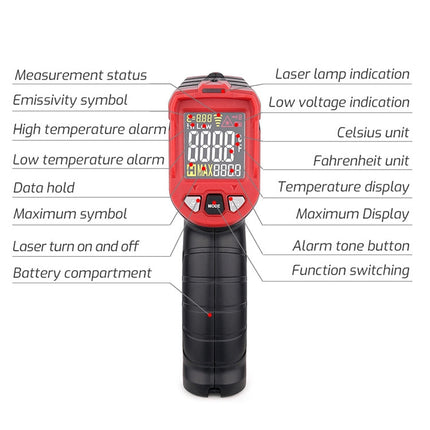 TASI Colorful Screen Infrared Thermometer,  -50-480 Degrees Celsius, TA601A