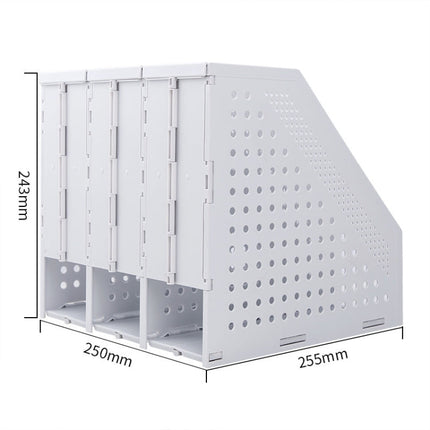 Deli 78995 Three-Compartment File Rack Foldable Desktop Storage Book Stand, Dark Gray, Light Gray