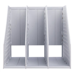 Deli 78995 Three-Compartment File Rack Foldable Desktop Storage Book Stand, Dark Gray, Light Gray