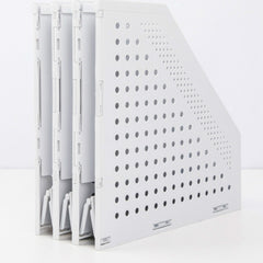 Deli 78995 Three-Compartment File Rack Foldable Desktop Storage Book Stand, Dark Gray, Light Gray