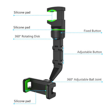 Multifunctional Vehicle-mounted Video Shooting Rearview Mirror Bracket, Green, Grey