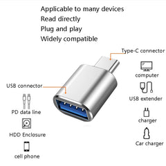 10 PCS USB 3.0 Female to USB-C / Type-C Male OTG Adapte, 10 PCS No Indicator