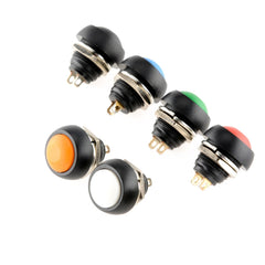 10 PCS Small Waterproof Self-Reset Button Switch, Black, Green, Red, Orange, White, Blue