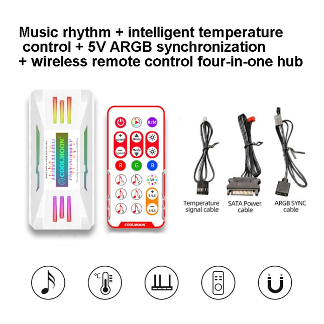 COOLMOON CM-MPAC PWM 5V ARGB Cooling Fan Remote Control For PC Case Chassis, Style: