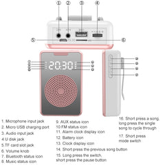 ZXL-H3 Portable Teaching Microphone Amplifier with Time Display, Spec:, H3 Wired (Black), H3 Wired (White), H3 Wired (Rose Gold ), H3 Wireless (Black), H3 Wireless (White), H3 Wireless (Rose Gold)