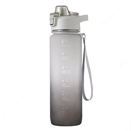 1000ml Large Capacity Gradient ColorsPlastic Sports Water Cup, Cherry Pink, Sky Blue, Silver Gray