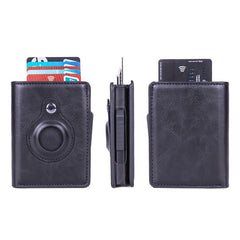 RFID Automatic Pop-Up Card Holder Multi-Function Locator Wallet For AirTag, x-80 Blue, x-80 Black, x-80 Brown, x-80 Apricot, x-80 Carbon Fiber