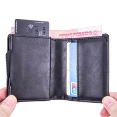 RFID Automatic Pop-Up Card Holder Multi-Function Locator Wallet For AirTag, x-80 Blue, x-80 Black, x-80 Brown, x-80 Apricot, x-80 Carbon Fiber