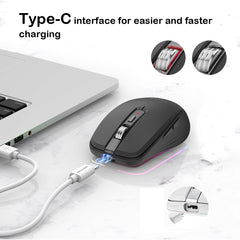 Fmouse M303 2400DPI Bluetooth&2.4G Dual Modes Rechargeable RGB Mouse, Gray, Pink, White
