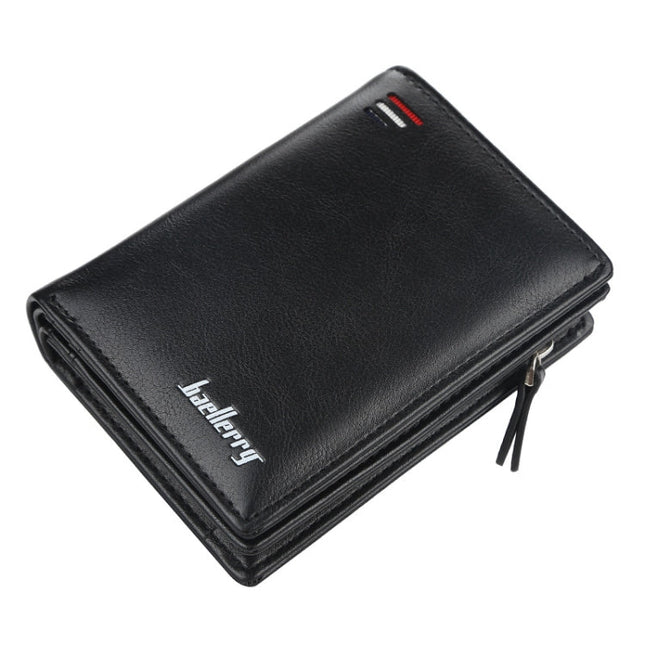 Baellerry D3216 Men Short Vertical Multi-Card Snap Coin Purse, Khaki, Black, Brown