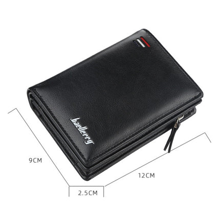 Baellerry D3216 Men Short Vertical Multi-Card Snap Coin Purse, Khaki, Black, Brown