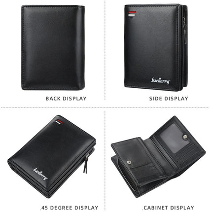 Baellerry D3216 Men Short Vertical Multi-Card Snap Coin Purse, Khaki, Black, Brown
