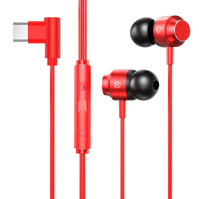 TS902 Metal In-Ear USB-C / Type-C Game Earphone, Cable Length: 1.2m, Red, Green, Black, Silver Gray