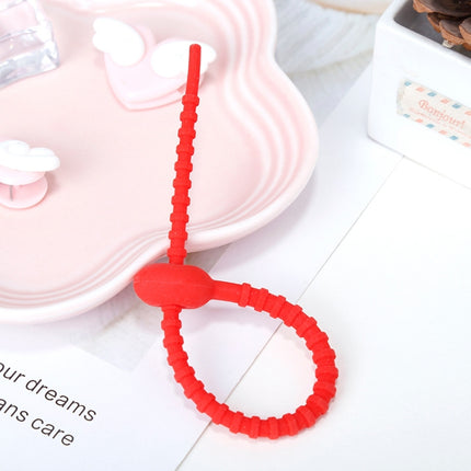 20 PCS Silicone Data Cable Storage Strap Cable Organizer, 21cm Green, 21cm Blue, 21cm Orange, 21cm Pink, 21cm Brown, 21cm Grey, 21cm Yellow, 21cm Red