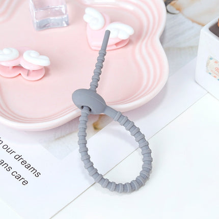 20 PCS Silicone Data Cable Storage Strap Cable Organizer, 21cm Green, 21cm Blue, 21cm Orange, 21cm Pink, 21cm Brown, 21cm Grey, 21cm Yellow, 21cm Red