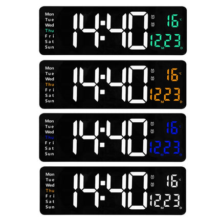 6626 Living Room Wall-Mounted Large Screen Display LED Digital Clock, 16 Inch Blue Temperature, 16 Inch White Temperature, 16 Inch Orange Temperature, 16 Inch Green Temperature