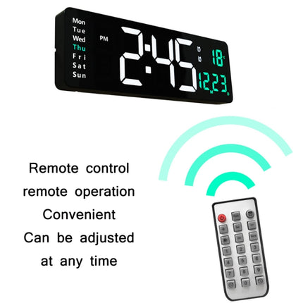 6626 Living Room Wall-Mounted Large Screen Display LED Digital Clock, 16 Inch Blue Temperature, 16 Inch White Temperature, 16 Inch Orange Temperature, 16 Inch Green Temperature