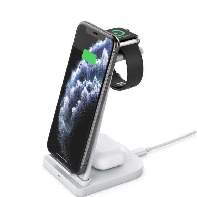 QGeeM QG-WC05 3 In 1 Portable Detachable Wireless Charger, White, Black