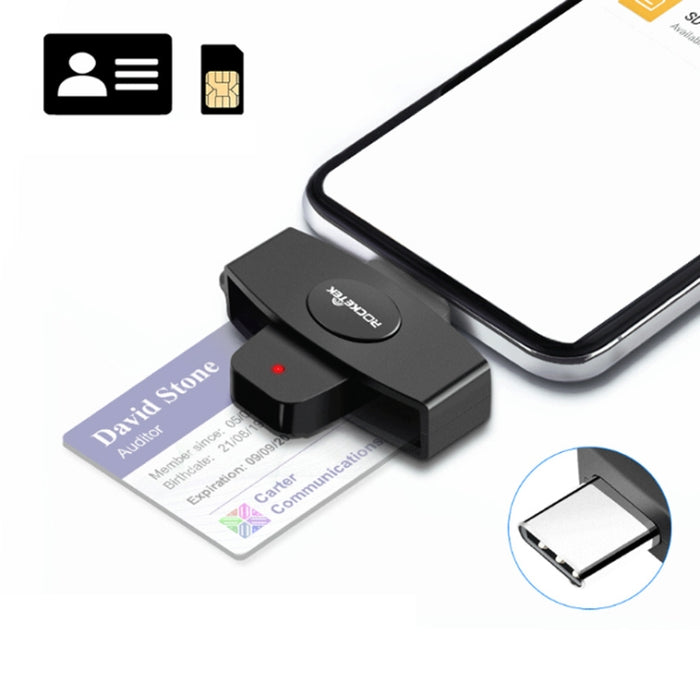 Rocketek CSCR3 Smart CAC Card Reader Type-C Bank Tax Declaration SIM Card/IC Card ID Card Reader