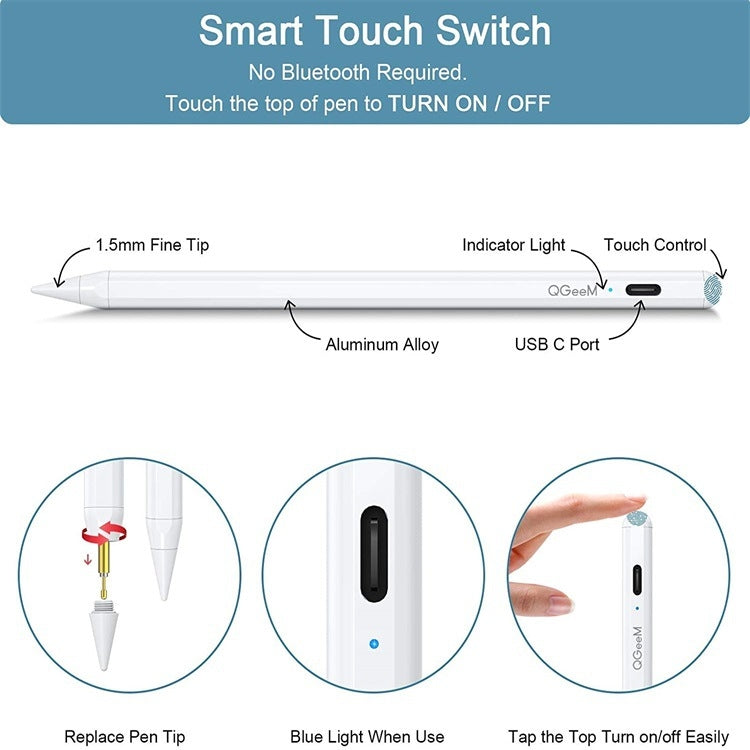 QGeeM ID706 Anti-mistouch Rechargeable Active Stylus for iPad