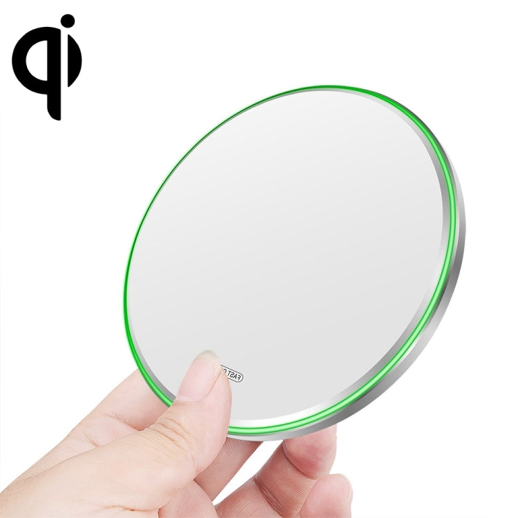 20W QI Metal Mirror Ultra-thin Wireless Charger, White, Black