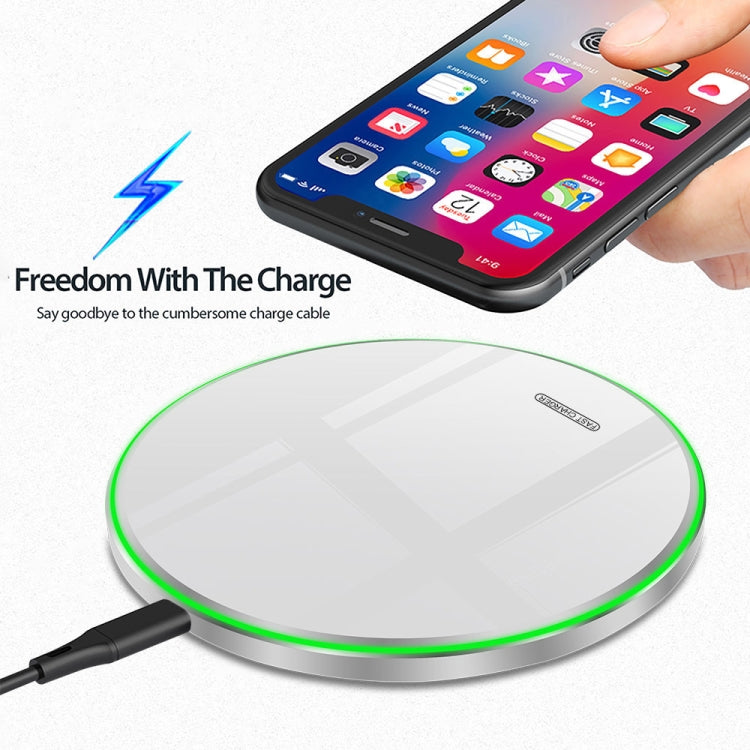 20W QI Metal Mirror Ultra-thin Wireless Charger, White, Black