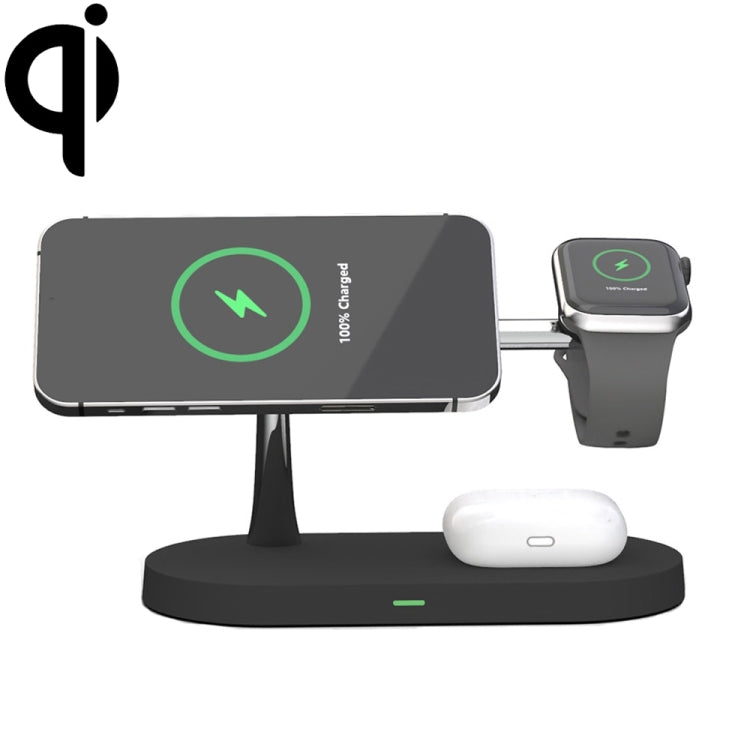 X452 3 in 1 Multifunctional 15W Wireless Charger with Night Light Function, White, Black