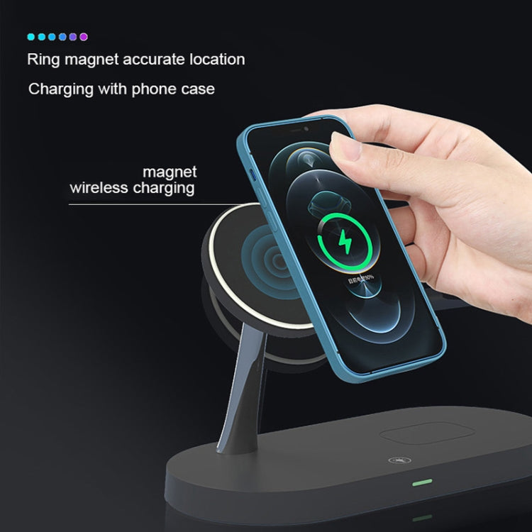 X452 3 in 1 Multifunctional 15W Wireless Charger with Night Light Function, White, Black