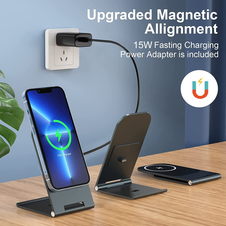 Y56 15W Folding Magnetic Wireless Charging Stand for iPhone 12 and Above