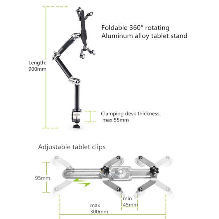 TB-03 Aluminum Alloy Tablet PC Stand Lazy Bedside Desktop Folding Camera Microphone Stand, TB-03