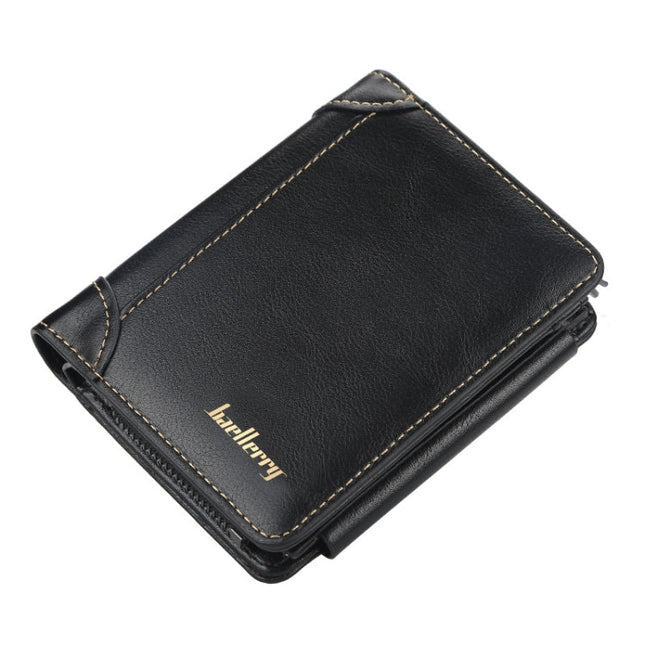 Baellerry D9159 Men Short Tri-Fold Zip Coin Purse Thin Card Holder
