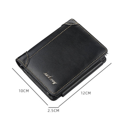 Baellerry D9159 Men Short Tri-Fold Zip Coin Purse Thin Card Holder