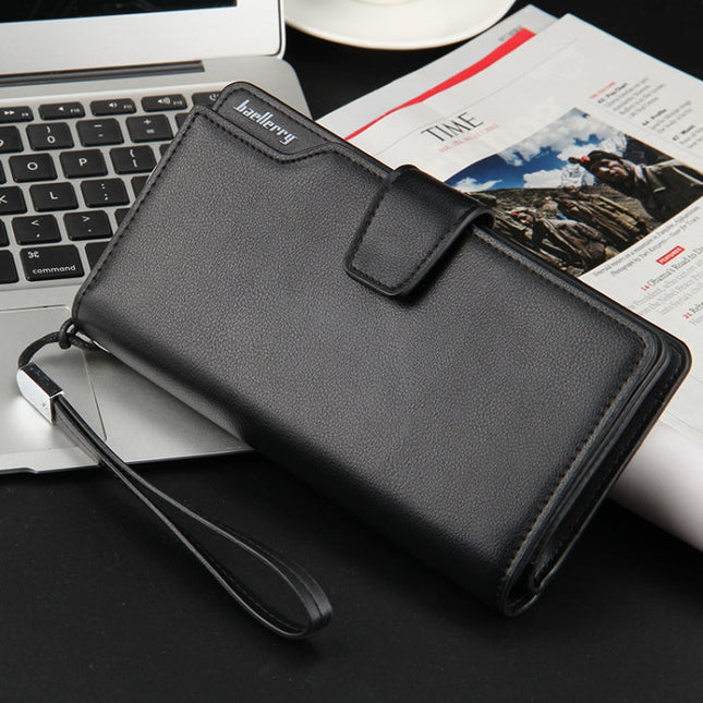 Baellerry Casual Wallet Long Clutch Tri-fold Wallet Multifunctional Phone Bag For Men, Brown, Black