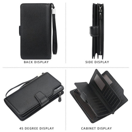 Baellerry Casual Wallet Long Clutch Tri-fold Wallet Multifunctional Phone Bag For Men, Brown, Black