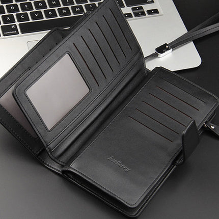 Baellerry Casual Wallet Long Clutch Tri-fold Wallet Multifunctional Phone Bag For Men, Brown, Black