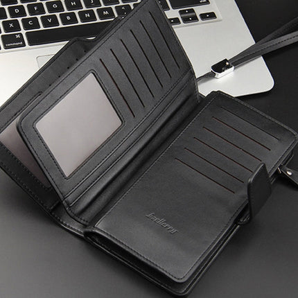 Baellerry Casual Wallet Long Clutch Tri-fold Wallet Multifunctional Phone Bag For Men, Brown, Black