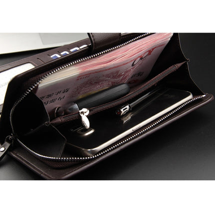 Baellerry Casual Wallet Long Clutch Tri-fold Wallet Multifunctional Phone Bag For Men, Brown, Black