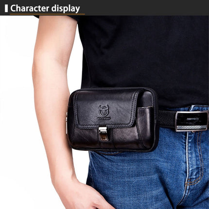 BULL CAPTAIN Multifunctional Leather Mobile Phone Small Waist Bag For Men, Horizontal Brown, Horizontal Black, Vertical Brown, Vertical Black