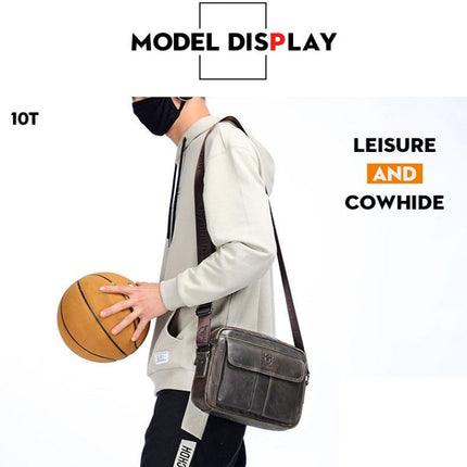 BULL CAPTAIN  Double Layer Leather One Shoulder Messenger Bag For Men