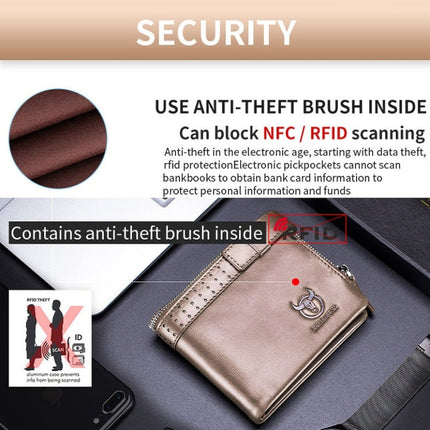 BULL CAPTAIN Anti-theft Brush Leather Wallet For Men, Blue, Black, Brown, Grey