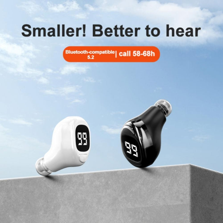 F6 Bluetooth Headset Mini Invisible Ear Business Digital Display Earphone, F6 Black, F6 White