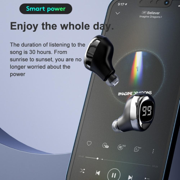 F6 Bluetooth Headset Mini Invisible Ear Business Digital Display Earphone, F6 Black, F6 White