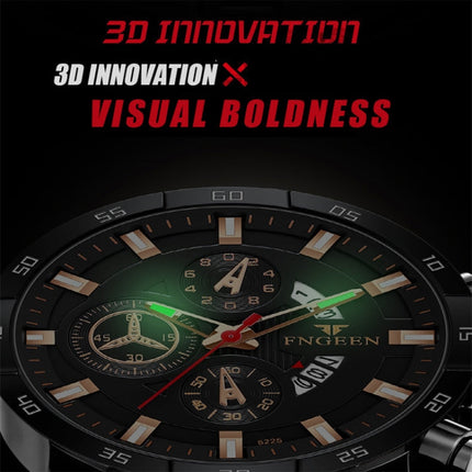 FNGEEN 5225 Multifunctional Waterproof Quartz Watch, Blue Steel Rose Shell Blue Surface, Black Steel Rose Shell Black Surface, Black Steel Black Shell Black Surface, White Steel White Shell Black Surface, Black Steel Black Circle White Surface���������...