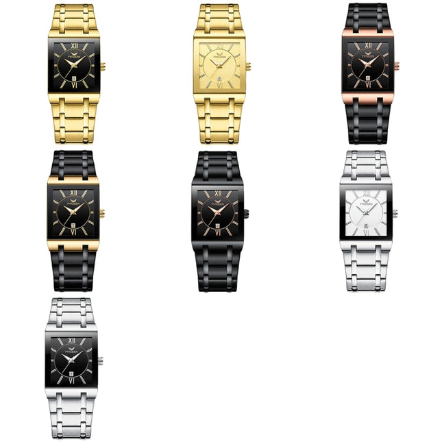 FNGEEN 3627 Waterproof Calendar Men Square Watch, Full Gold Black Surface, Full Gold Gold Surface, Black Belt Rose Shell Black Surface, Black Belt Gold Shell Black Surface, Black Belt Black Shell Black Surface, White Steel White Surface                ...