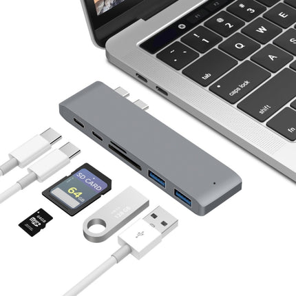 USB-C To HDMI Splitter Docking Station Card Reader, Specification：, 5 in 1 Gray, 5 in 1 Silver, 6 in 1 Gray, 6 in 1 Silver