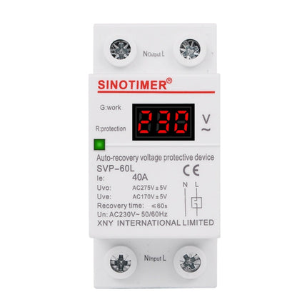 SINOTIMER 220V LED Digital Display Delay Automatic Reset Under-voltage Protector, SVP-60L