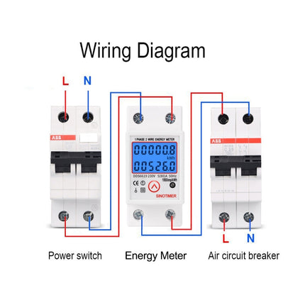 SINOTIMER DDS6619-526L-2 Can Reset Zero Backlight Display Single-phase Rail Electric Energy Meter, DDS6619-526L-2