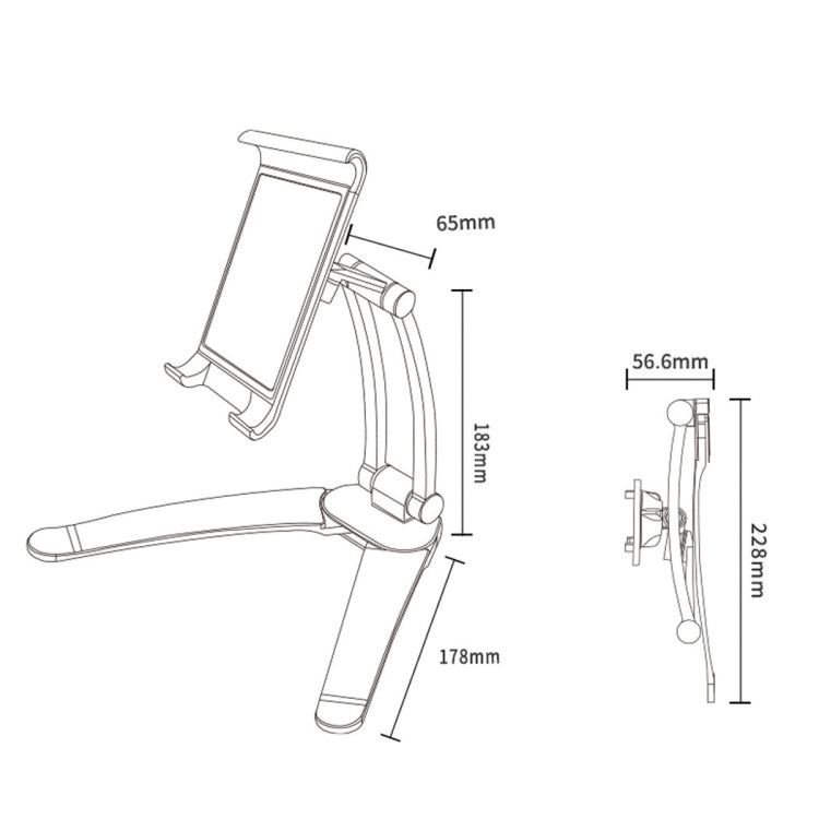 PB-41E Desktop Phone Tablet Lazy Folding Stand, Black, Silver