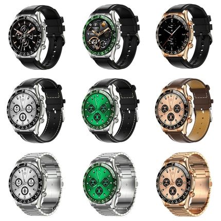 LOANIY E18 Pro Smart Bluetooth Calling Watch with NFC Function, Gold Silicone, Gold Leather, Green Silver Steel
