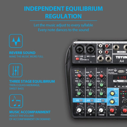 TEYUN A4 4-way Small Microphone Digital Mixer Live Recording Effector